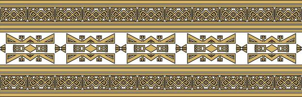 Native American vector gold seamless pattern. Endless Aztec, Maya, Inca ornament. Drawing for border and frame.
