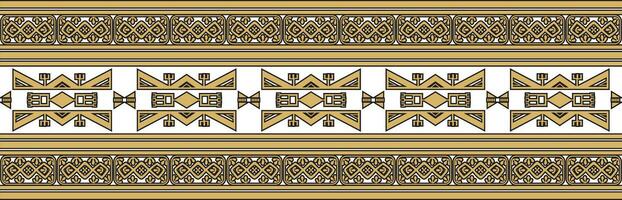 Native American vector gold seamless pattern. Endless Aztec, Maya, Inca ornament. Drawing for border and frame.