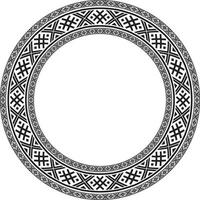 Vector round monochrome seamless Belarusian national ornament. Ethnic endless circle black border, Slavic peoples frame.