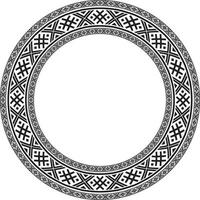 Vector round monochrome seamless Belarusian national ornament. Ethnic endless circle black border, Slavic peoples frame.