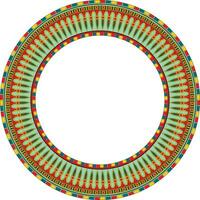 Vector colored round ornament of ancient Egypt. Circle Border, frame in pyramids.