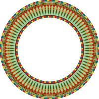 Vector colored round ornament of ancient Egypt. Circle Border, frame in pyramids.