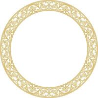 Vector golden round oriental ornament. Arabic patterned circle of Iran, Iraq, Turkey, Syria. Persian frame, border.