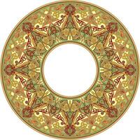 Vector colored round oriental ornament. Arabic patterned circle of Iran, Iraq, Turkey, Syria. Persian frame, border.