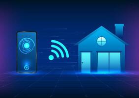 WiFi technology used in households In which the Wi-Fi acts as releasing the signal into the mobile phone used in the house in order to access the Internet, use for communication and home entertainment vector