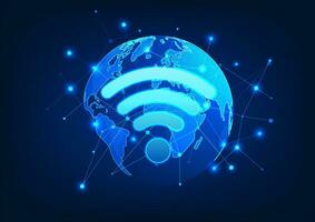 Wi-Fi technology, Wi-Fi is a technology that transmits wireless Internet signals to electronic devices to access the Internet used in entertainment and business communication vector