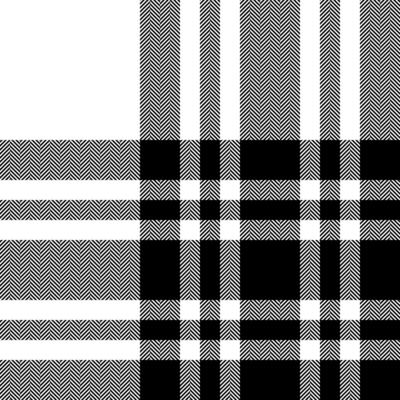 Plaid check pattern in black and white. Seamless fabric texture. Tartan textile print.