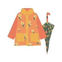 Umbrella, raincoat. Hello autumn. Autumn season element, icon. vector