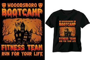 wooodsboro bootcamp fitness team run for your life t shirt design vector