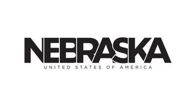 Nebraska, Estados Unidos tipografía eslogan diseño. America logo con gráfico ciudad letras para impresión y web. vector