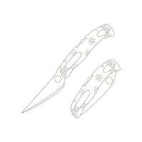 A folding knife. Drawn elements for camping and hiking. Wilderness survival, travel, hiking, outdoor recreation, tourism. vector