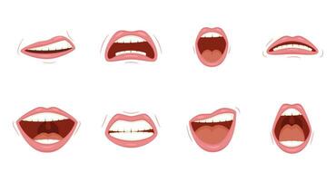 Set of emotional women's lips vector
