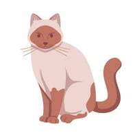 plano vector ilustración de dulce gris gato aislado en blanco antecedentes.