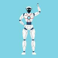 Realistic robot isolated on blue background. vector