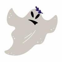 Evil ghost on white background. Funny cute illustration for Halloween. vector