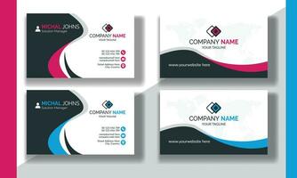 Creative modern clean corporate double-side business card template, personal visiting card, vector illustration, professional simple identity blue, red white and black elegant visiting card.