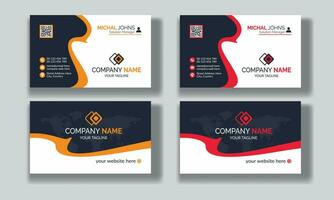 Creative modern clean corporate double-side business card template, personal visiting card, vector illustration, professional simple identity blue, red white and black elegant visiting card.