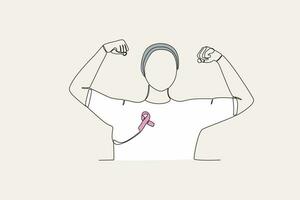 Color illustration of a woman battling breast cancer vector