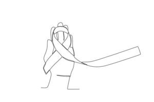 A hand holding a ribbon vector
