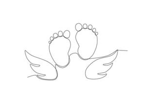 soles of baby's feet and wings vector