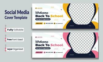 School admission social media cover design. back to school social media cover banner design. Back to school admission social media cover and web banner. vector