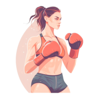 young pretty girl wearing a boxing gloves AI generative png