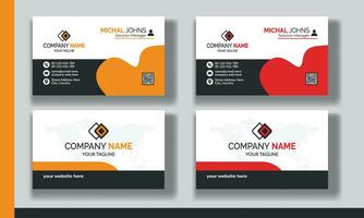 Creative modern clean corporate double-side business card template, personal visiting card, vector illustration, professional simple identity blue, red white and black elegant visiting card.