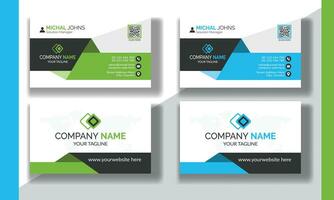 Creative modern clean corporate double-side business card template, personal visiting card, vector illustration, professional simple identity blue, red white and black elegant visiting card.