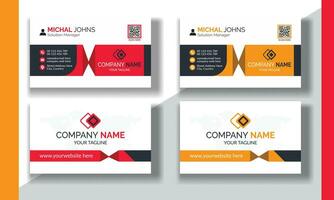 Creative modern clean corporate double-side business card template, personal visiting card, vector illustration, professional simple identity blue, red white and black elegant visiting card.