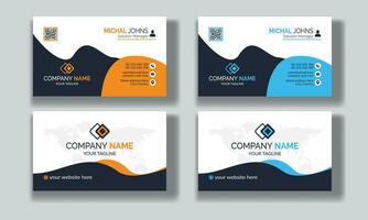 Creative modern clean corporate double-side business card template, personal visiting card, vector illustration, professional simple identity blue, red white and black elegant visiting card.