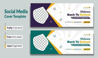 School admission social media cover design. back to school social media cover banner design. Back to school admission social media cover and web banner. vector