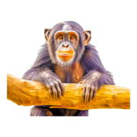 Chimpanzee Baby Monkeys Gorilla climb a tree ai generative png