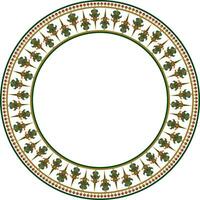 Vector colorful round byzantine ornament. Circle, border, frame of ancient Greece and Eastern Roman Empire. Decoration of the Russian Orthodox Church.