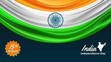 India Independence Day with Realistic Flag and Navy Background vector