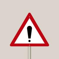 Exclamation mark icon in a triangular frame, on a light gray background. Symbol of attention. Hazard warning. Vector. vector