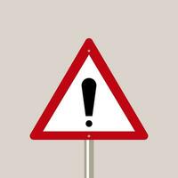 Exclamation mark icon in a triangular frame, on a light gray background. Symbol of attention. Hazard warning. Vector. vector