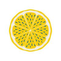 Lemon slice with blue and yellow color. Modern print of tropical citrus fruit isolated on white background. Vector. vector