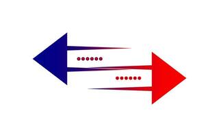 The blue and red arrows show the direction of movement to the left and to the right. Icons for applications, sites. Vector. vector