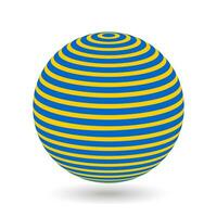 Decorative ball with yellow horizontal stripes on a blue background. Design elements for advertising flyer, presentation template, brochure layout. Vector. vector