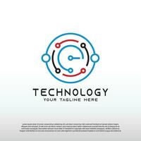 Technology logo with initial E letter, global network icon -vector vector