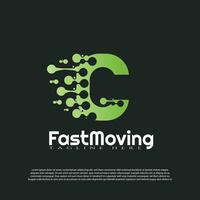 Fast Moving logo with initial C letter concept. Movement sign. Technology business and digital icon -vector vector