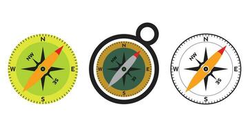 Compass logo design. pointer north, south, east, west, compass symbol. direction sign. vector element illustration.