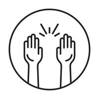 Rounded the raise hands line art icon for apps and websites vector