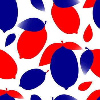 limones con hojas en plano estilo. sin costura elegante modelo para textil y papel productos azul y rojo agrios frutas en un blanco antecedentes. vector. vector