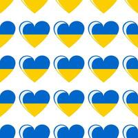 Seamless cute pattern for textile and paper products, presentation posters and posters. Flag of Ukraine in the shape of a heart on a white background. Vector