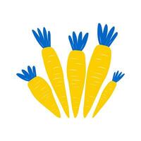Cute five yellow carrots on a white background. Vegetables useful with carotene. Vector. vector