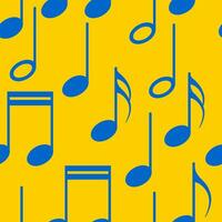 Musical notes in blue and yellow. Seamless cute pattern for decorative pillows, paper, textiles, fabrics. Vector. vector