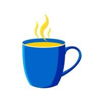 azul linda jarra de caliente té o café aislado en blanco antecedentes en plano diseño estilo. vector. vector