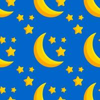 The moon and stars are yellow on a blue background. Seamless cute pattern for modern textile and decorative paper. Vector. vector