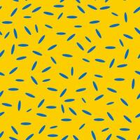 Seamless modern pattern with elements of blue rice grains on a yellow background. Printing on fashion fabrics, textiles, decorative pillows, wrapping paper. Vector. vector